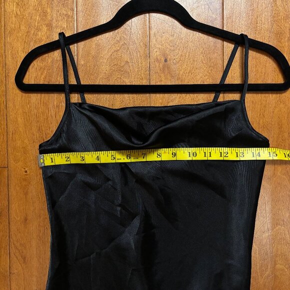 VTG Bebe Women Slip Dress Size XS Black Spaghetti Strap Cowl Neck Y2K Whimsigoth - Picture 13 of 13
